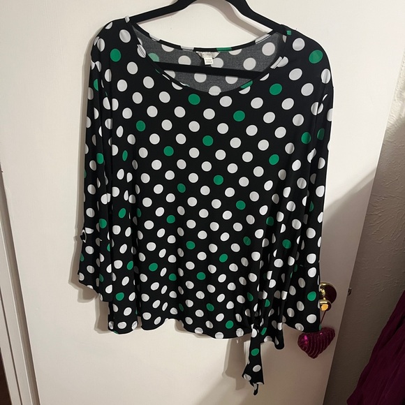 💝 18/20 Polka Dot Blouse - Black, White, and Green - Picture 8 of 10